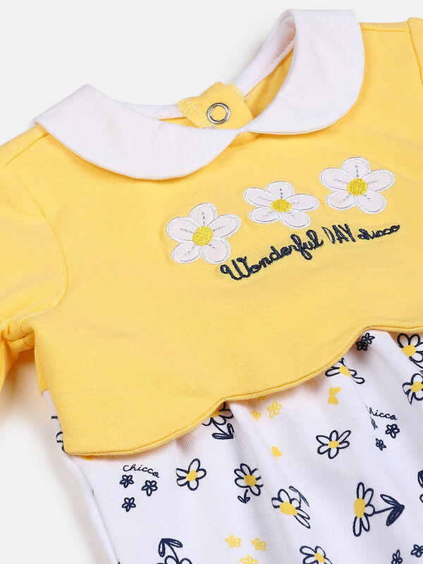 Girls Medium Yellow Leg Opening Baby Suit image number null