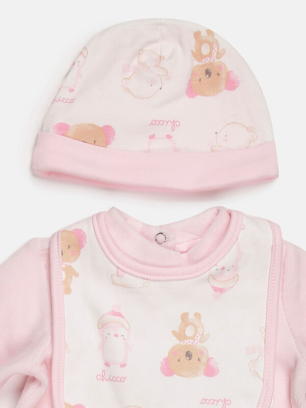 Gift Box- Velour Babysuit, Bib And Hat image number 7