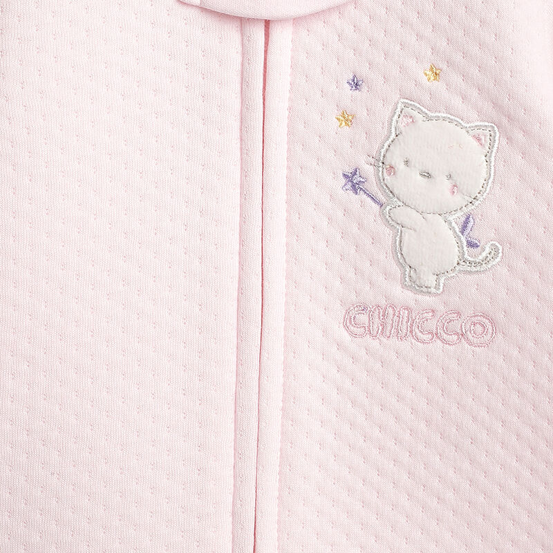 Girls Light Pink Applique Front Opening Babysuit image number 5