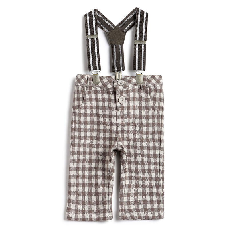 Boys Brown Checked Trousers image number 0