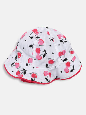 Girls White & Pink Reversible Hat