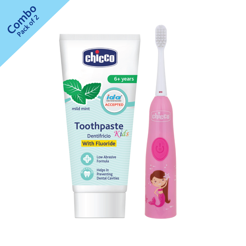 Combo- New Electric Toothbrush (3Y+) (Pink) + Toothpaste Mild Mint- With Fluoride (6y+) (70 Gm) image number null