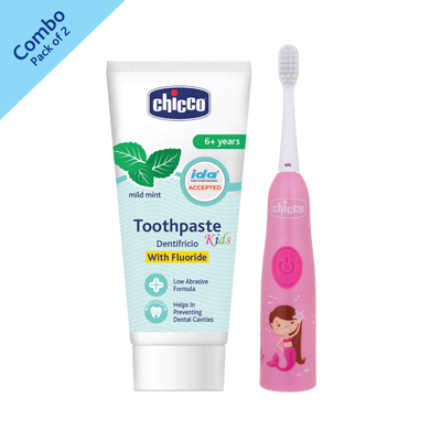 Combo- New Electric Toothbrush (3Y+) (Pink) + Toothpaste Mild Mint- With Fluoride (6y+) (70 Gm)