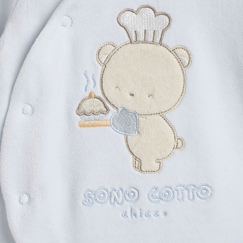 Boys Light Blue Applique Front Opening Babysuit image number 4