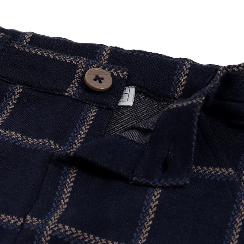 Boys Dark Blue Checked Trousers image number 2