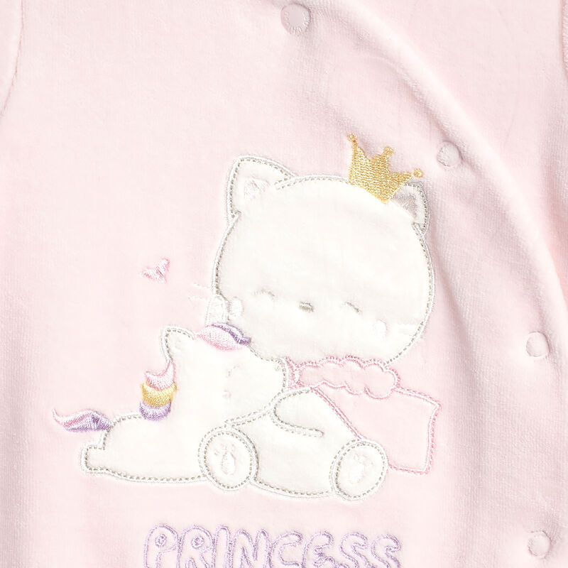 Girls Light Pink Applique Front Opening Babysuit image number 5