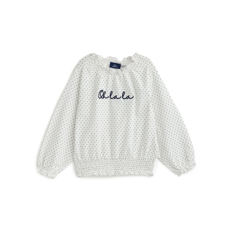 Girls White and Blue Printed Long Sleeve T- Shirt image number 0