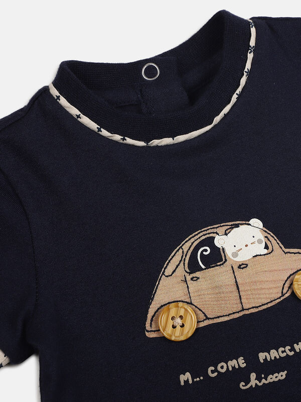 Boys Dark Blue Short Sleeve Knitted T- Shirt image number 2