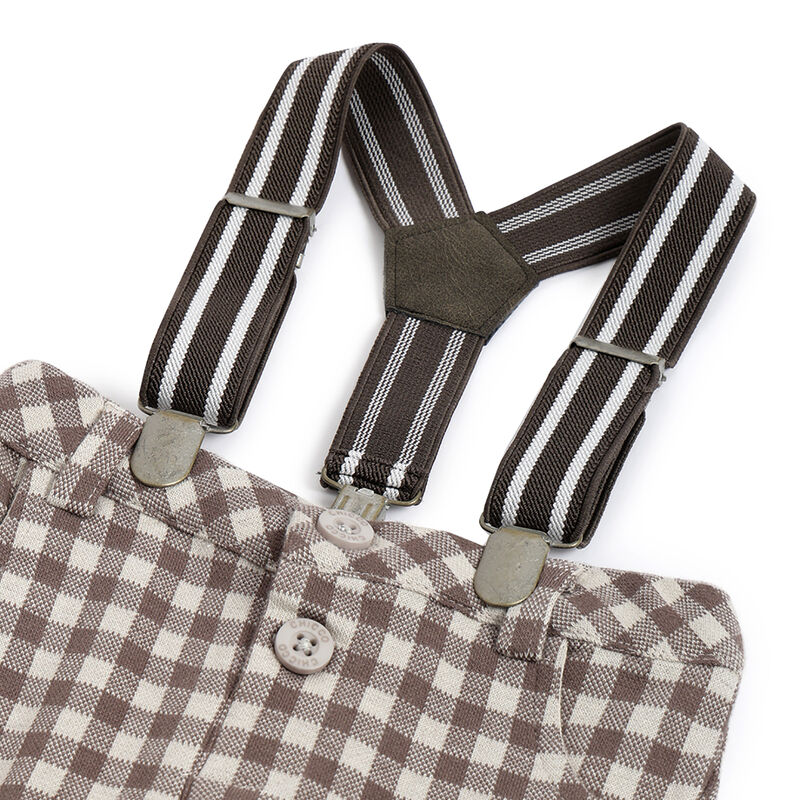 Boys Brown Checked Trousers image number 2