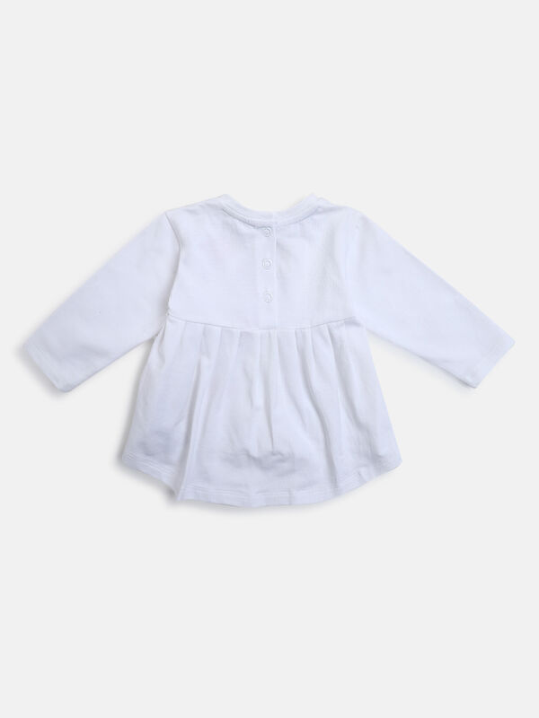 Girls White Printed Long Sleeve T-shirt with Legging image number null