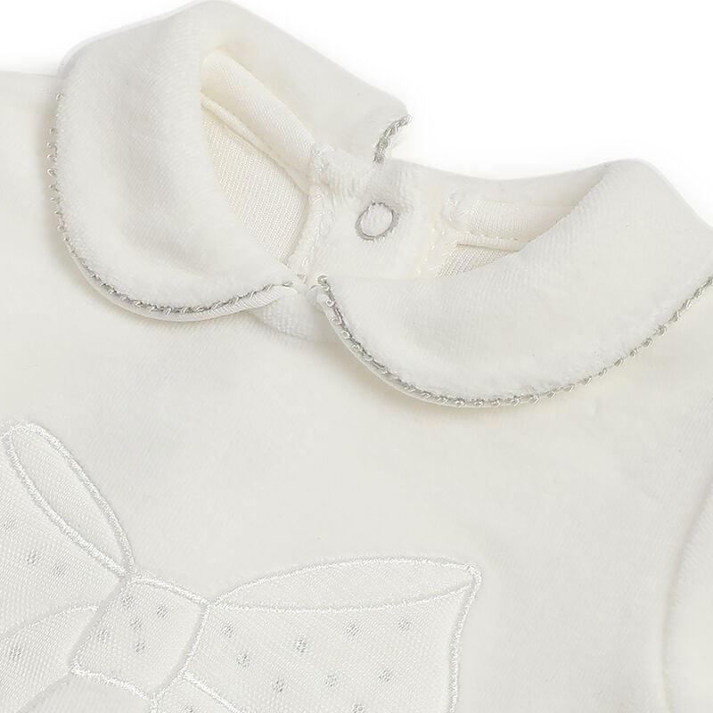Girls White Self Design Smock with Leggings image number 4