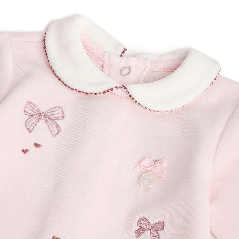 Girls Light Pink Embellished Leg Opening Babysuit image number 2