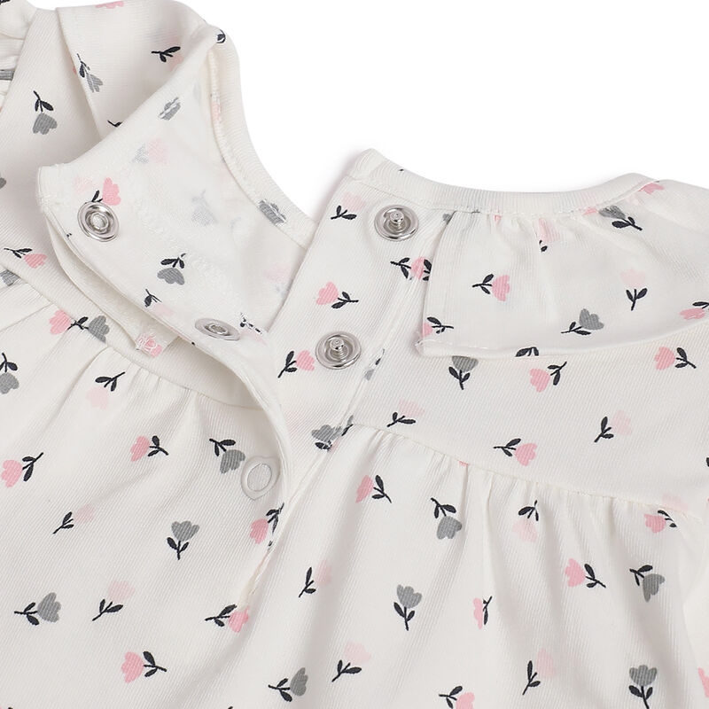 Girls White and Pink Printed Top  with Long Trouser image number 5