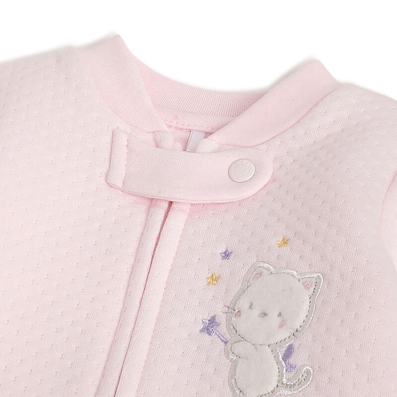 Girls Light Pink Applique Front Opening Babysuit image number 2