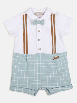 Boys Medium Light Blue Short Sleeve Knitted Romper