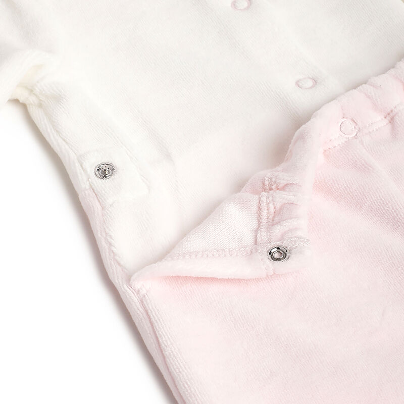 Girls Light Pink Embroidered Nappy opening Babysuit image number 3