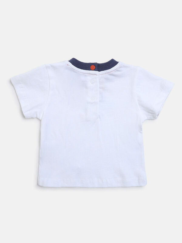 Boys White & Medium Blue T-shirt with Short Dungaree image number null