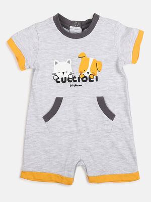 Infants Light Grey Short Sleeve Knitted Romper