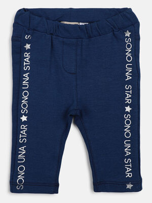Girls Medium Blue Long Knitted Trouser