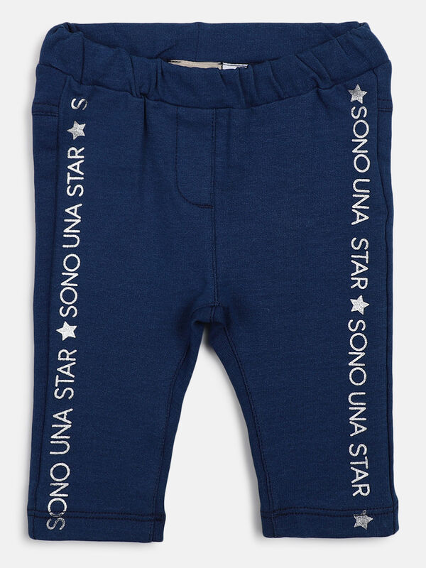 Girls Medium Blue Long Knitted Trouser image number null