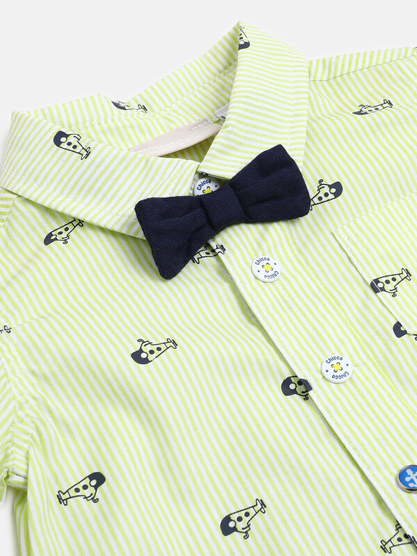 Boys White & Yellow Long Sleeve Woven Shirt image number null