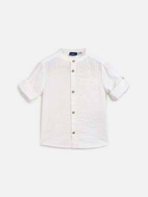 Boys White Long Sleeve Woven Shirt