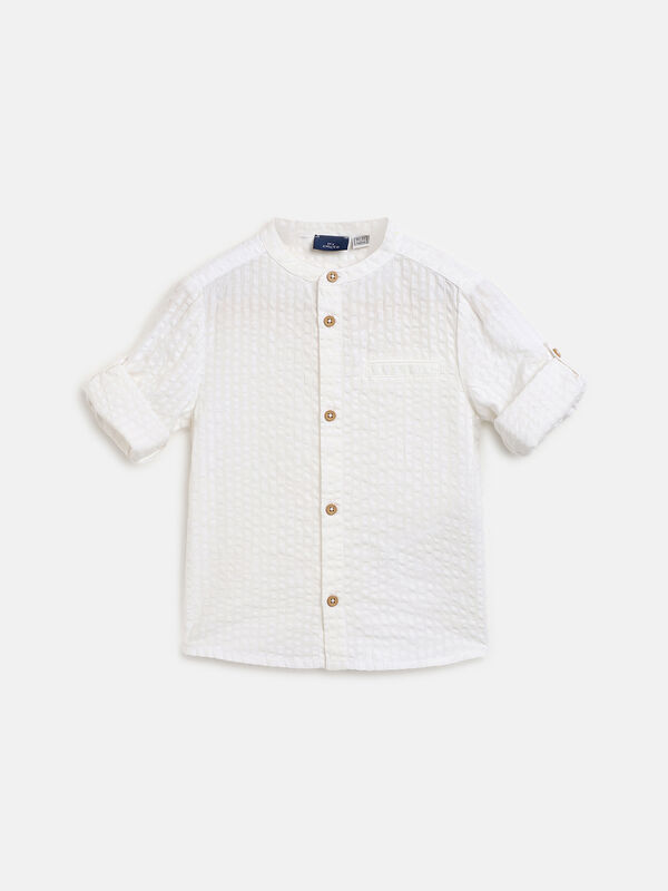 Boys White Long Sleeve Woven Shirt image number null