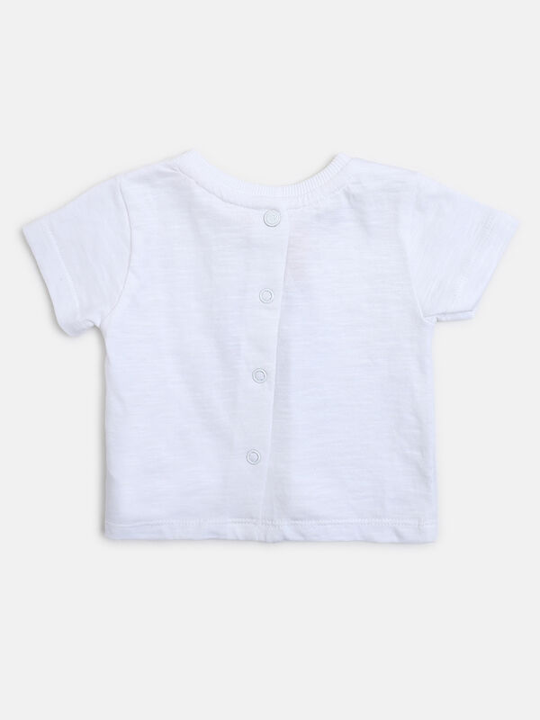 Infants White Printed T- Shirt with Short Pants image number null
