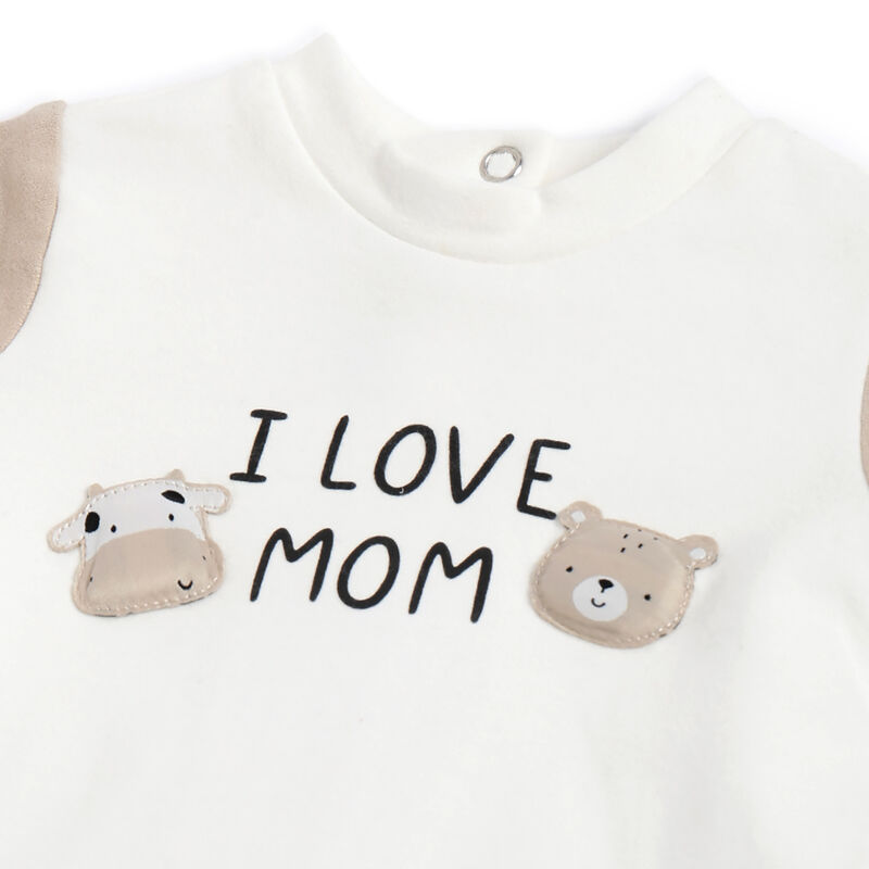 Infants White Typography Printed Nappy opening Babysuit image number 2