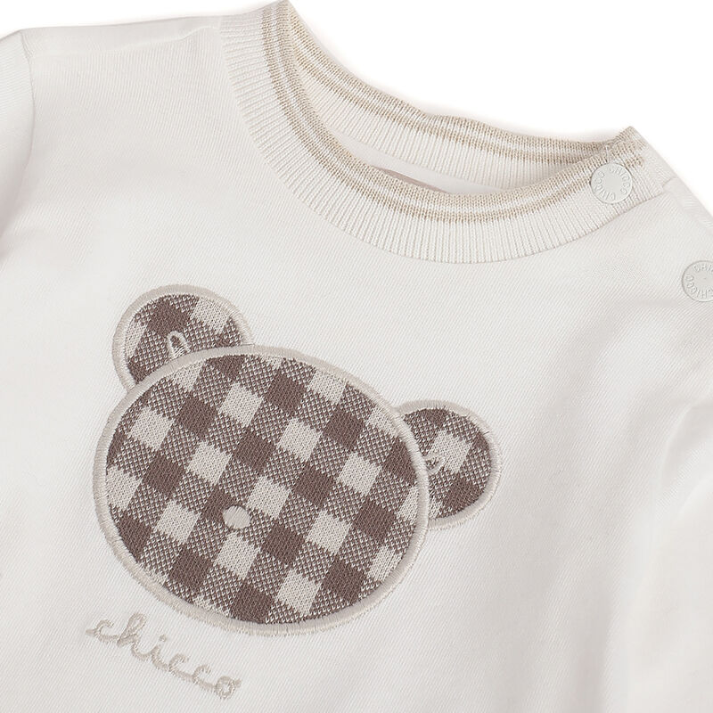 Boys White and Brown Applique T-shirt with Long Trouser image number 4