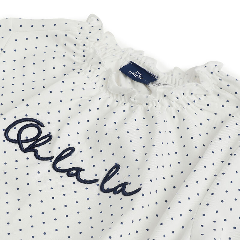 Girls White and Blue Printed Long Sleeve T- Shirt image number 2