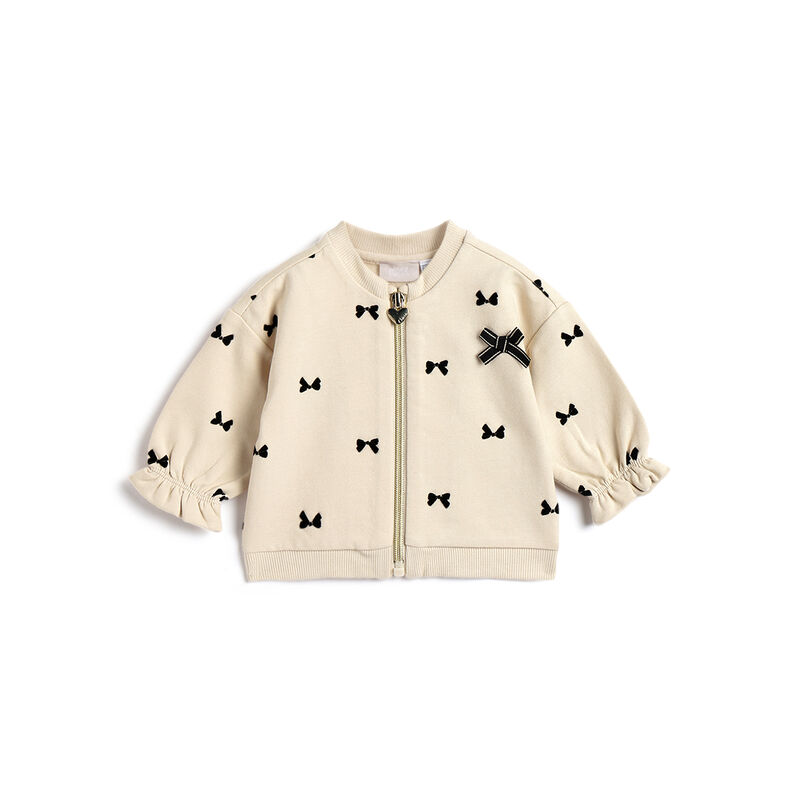 Girls Beige Printed Cardigan image number 0
