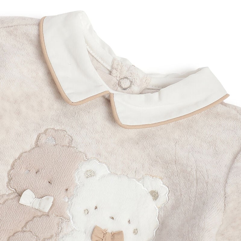 Boys Beige Embroidered Smock with Leggings image number 4