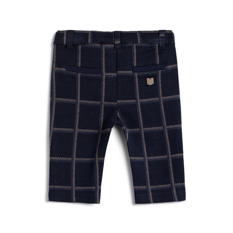 Boys Dark Blue Checked Trousers image number 1