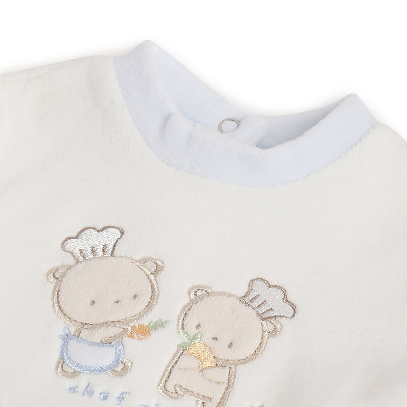 Boys Light Blue Embroidered Nappy opening Babysuit image number 2