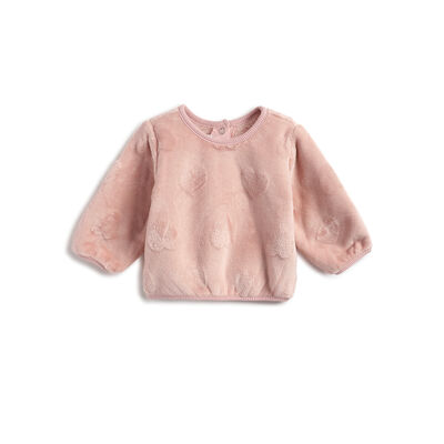 Girls Medium Pink Self Design Sweatshirt