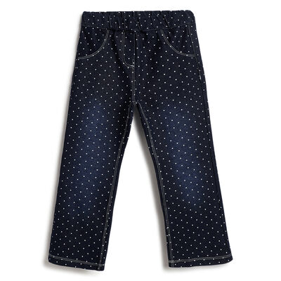 Girls Medium Blue Polka Dot Jeans