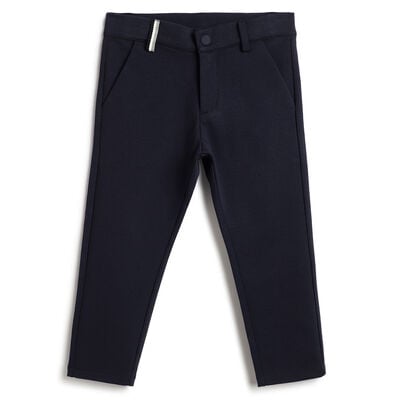 Boys Dark Blue Solid Trousers