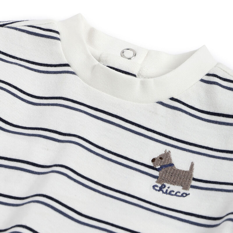 Boys White and Blue Striped Long Sleeve T- Shirt image number 2