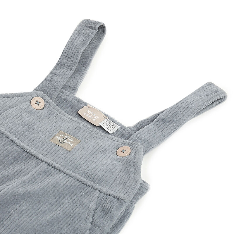 Boys Medium Light Blue Solid Long Dungaree image number 2