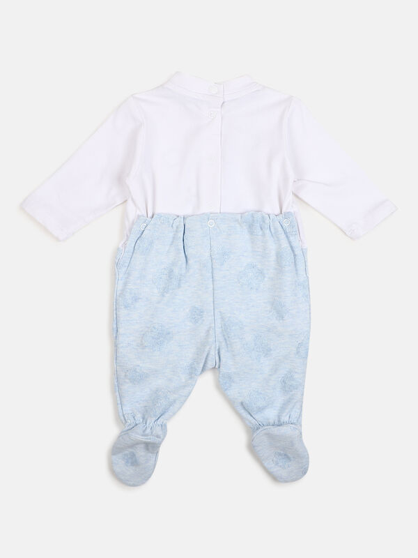 Boys Light Blue Nappy Opening Babysuit image number null