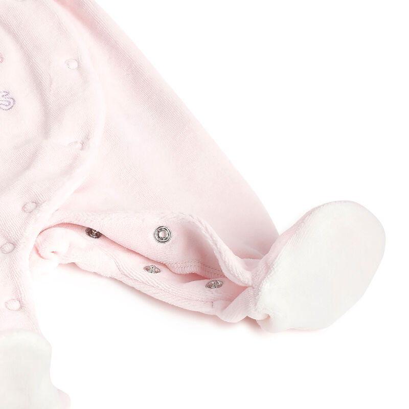 Girls Light Pink Applique Front Opening Babysuit image number 4