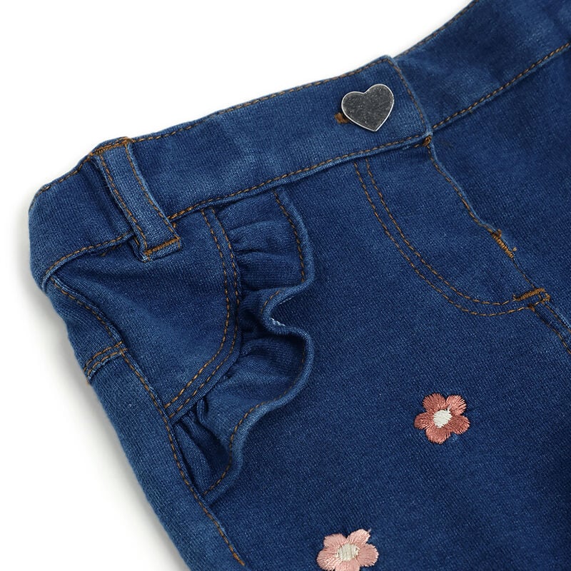 Girls Medium Blue Embroidered Jeans image number 2