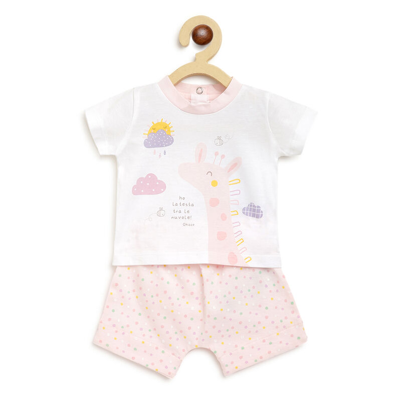 Printed Short-sleeve 2Pcs Set Pink image number 0