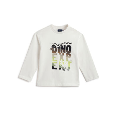 Boys White Graphic Printed Long Sleeve T- Shirt