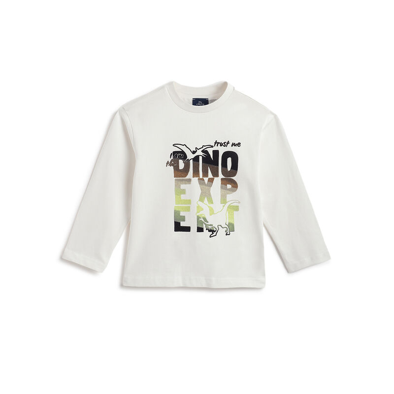 Boys White Graphic Printed Long Sleeve T- Shirt image number 0