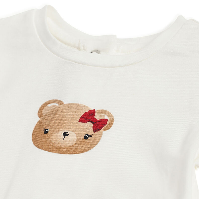 Girls White  Printed T-shirt with Skirt  Dungaree image number 5