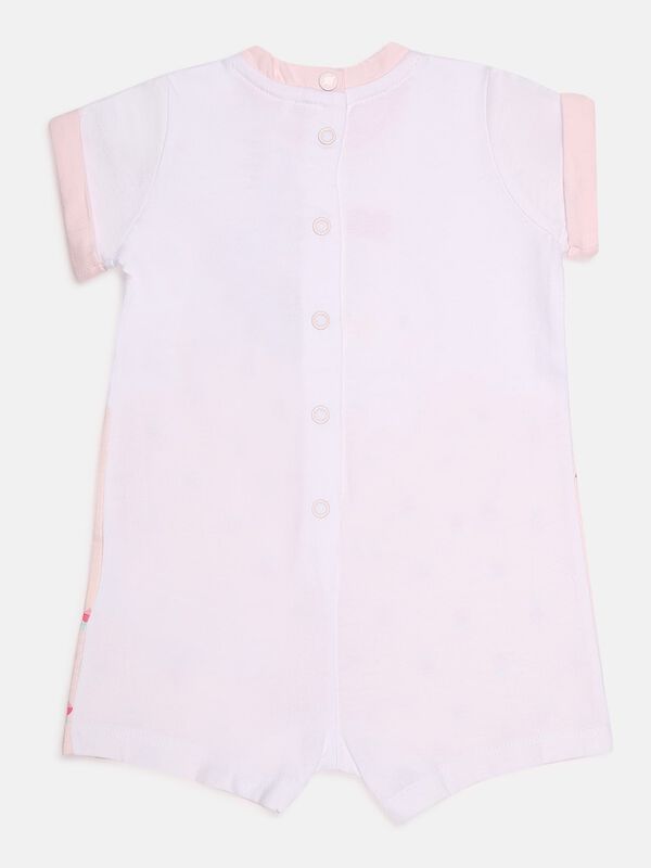 Printed Organic Cotton Romper -Pink image number 1
