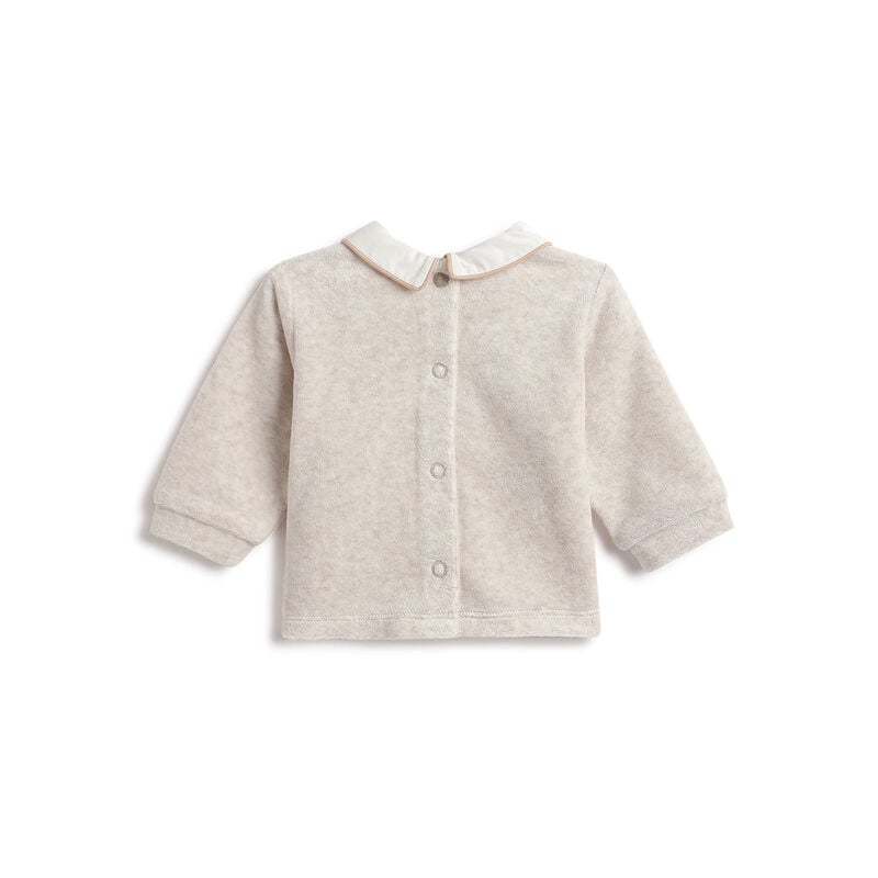 Boys Beige Embroidered Smock with Leggings image number 1