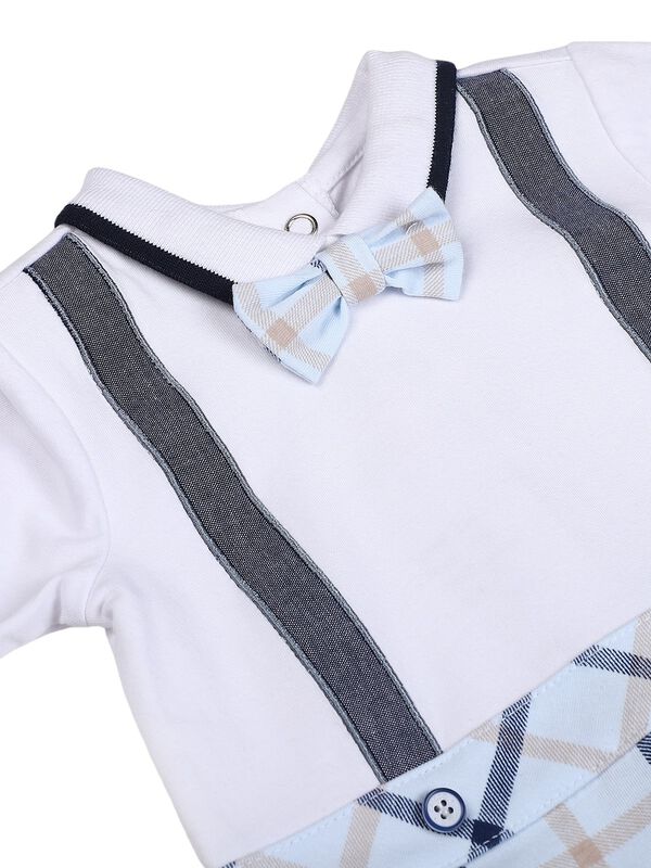 Boys Light Blue Leg Opening Baby Suit image number 2